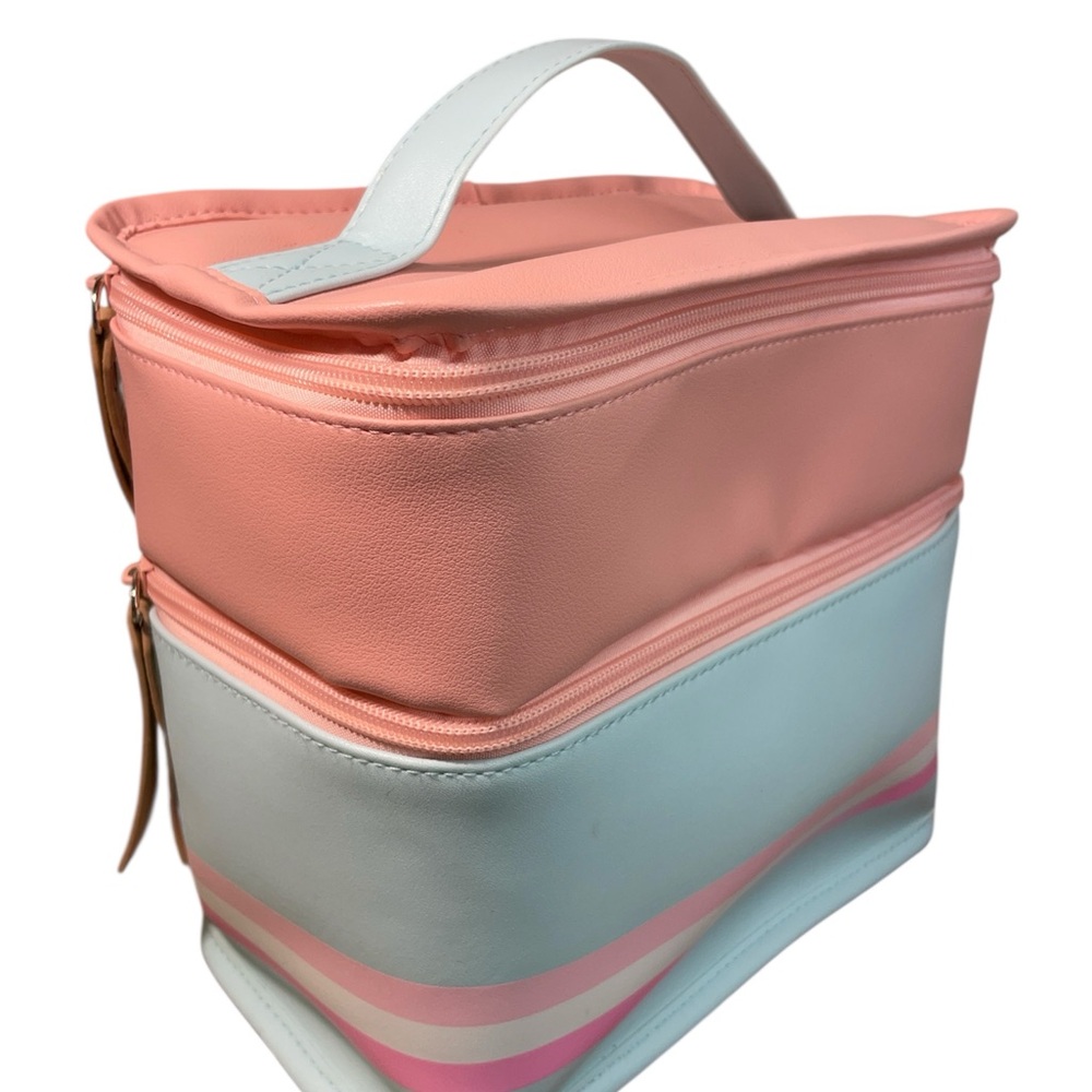 Jadelynn Brooke Pink and White Striped Kids Cosmetic Bag
